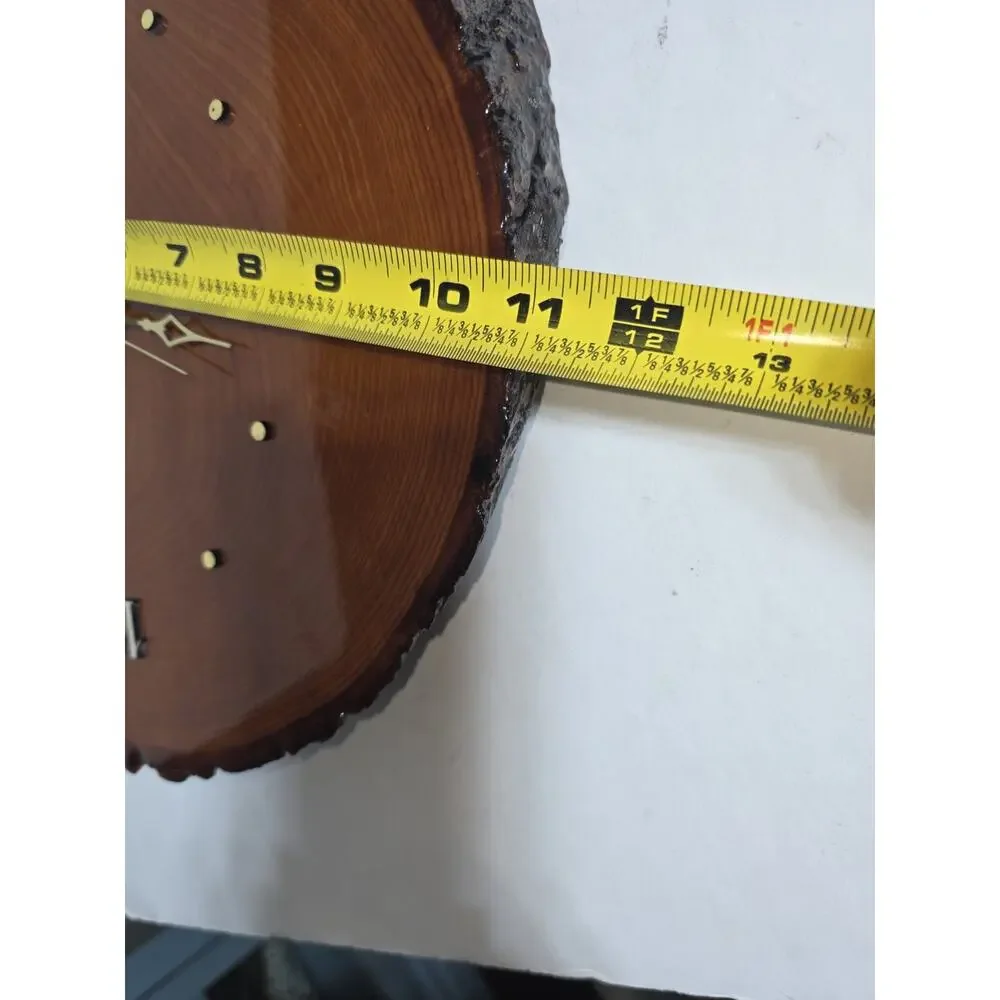 Vintage Natural Live Edge Wood Slab Wall Clock Handcrafted Tested Works